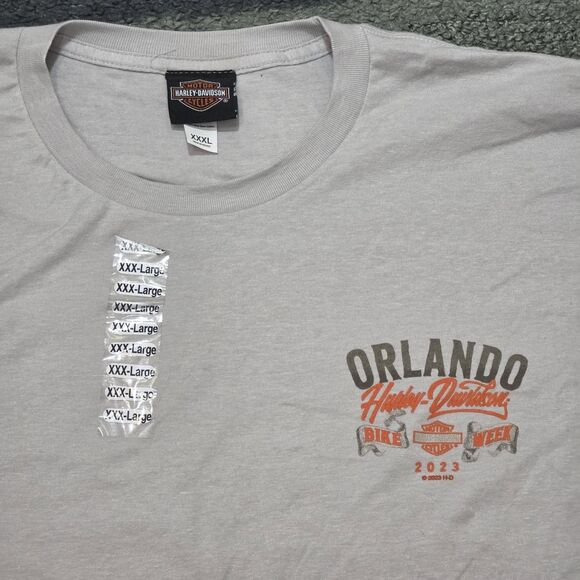 Harley-Davidson Orlando Bike Week 2023 T-Shirt Men’s 3XL XXXL Gray Skull Graphic - Picture 1 of 6